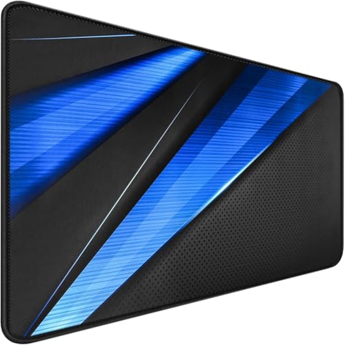 Desk Pad, Large Gaming Mouse Pad,Extended Keyboard Mouse Mat 35.4 X 15.7 Inch Desk Pad with Non-Slip Rubber Base & Stitched Edge for Computers Laptop Desk Home Office Accessories,Black Blue - color: Black Blue, size: 35.4" x 15.7"