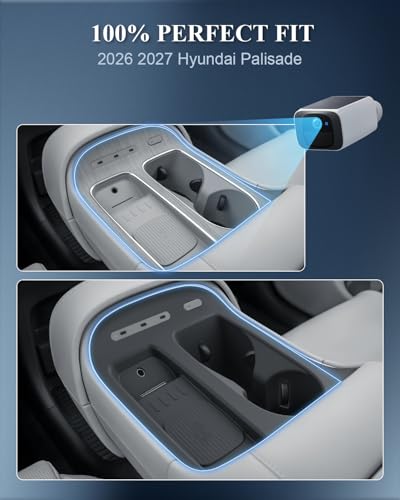 BIBIBO 2Pack for 2026 Hyundai Palisade Center Console Organizer 2026 Hyundai Palisade (SE,SEL,SEL Convenience, SEL Premium, XRT Pro, Limited)Console Tray+Cup Holder Mat Organizer(Not for Calligraphy) - color: Single Open Armrest Tray+Cup Holder