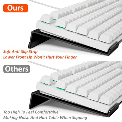 Acrylic Computer Keyboard Stand for Desk, Keyboard Riser Tilt Lift, Keyboard Holder for Desktop, Desk Keyboard Lifter（White） - color: Black 17in L* 5.7in W* 1.2in H