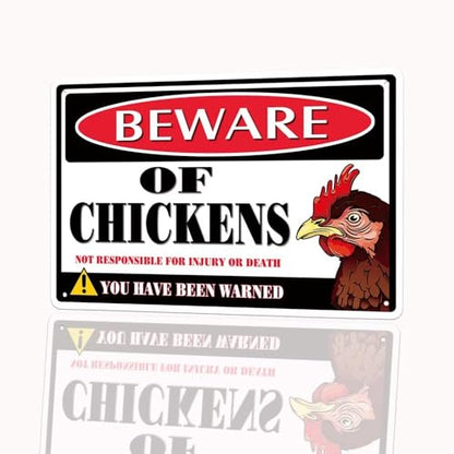 Beware of Chickens Sign, 8"x12" Novelty Chicken Coop Decor - color: Beware of Chickens