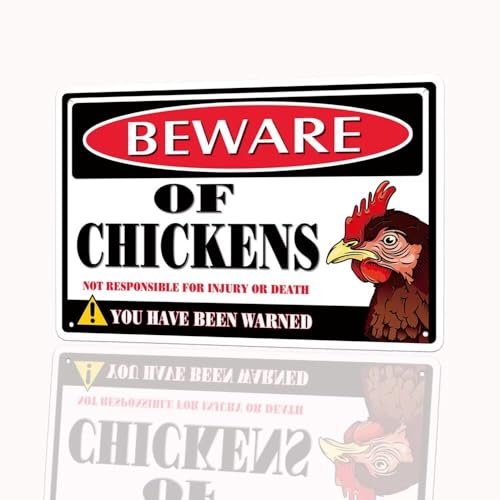 Beware of Chickens Sign, 8"x12" Novelty Chicken Coop Decor - color: Beware of Chickens