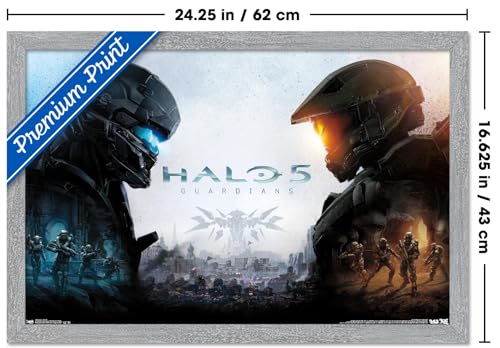 Halo 5 - Key Art Wall Poster, 22.4L" x 14.7W", Gray Framed Version - color: Gray Framed Version, size: 22.4"L x 14.7"W