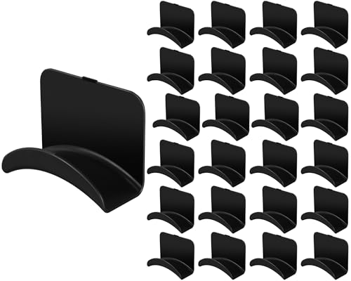 Wonderjune 12 Pcs Headphone Wall Hangers Adhesive Gaming Headset Holder Hooks for Wall Mount Strong Universal Stand Hooks for Most Headphone Controller, Hat, Baseball Caps, Door, Closet (Black) - color: Black