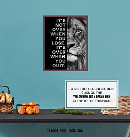 YELLOWBIRD ART & DESIGN Motivational Wall Art & Decor - Positive Quotes - Motivational poster - Office Wall Art - Lion Wall Decor Inspiration Motivation Man cave Gym Wall Decor for Men - size: 8"L x 10"W, style: Unframed