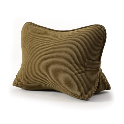 Pat. Pend. Corduroy Triangle Back Pillow with Lumbar Support, Sitting Support Cushion for Bed or Sofa, Relaxing Backrest Pillow, Martini Olive - color: Martini 0live