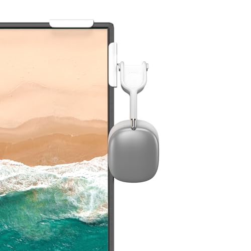 Headphone Holder for Screen, Plastic Headphone Stand, Headset Stand Suitable for AirPods Max, Sony, Bose, Beats and More (White) - color: White