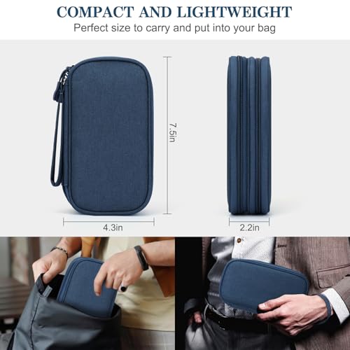 FYY Electronic Organizer, Travel Cable Organizer Bag Pouch Accessories Carry Case Portable Waterproof Double Layers All-in-One Storage for Cable, Cord, Charger, Phone, Earphone Navy - color: Navy, style: Small