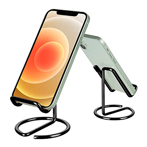 ROPOSY Cell Phone Stand for Desk, Cute Metal Black Cell Phone Stand Holder Desk Accessories, Compatible with All Mobile Phones, iPhone, iPad - color: black, size: 1 pack