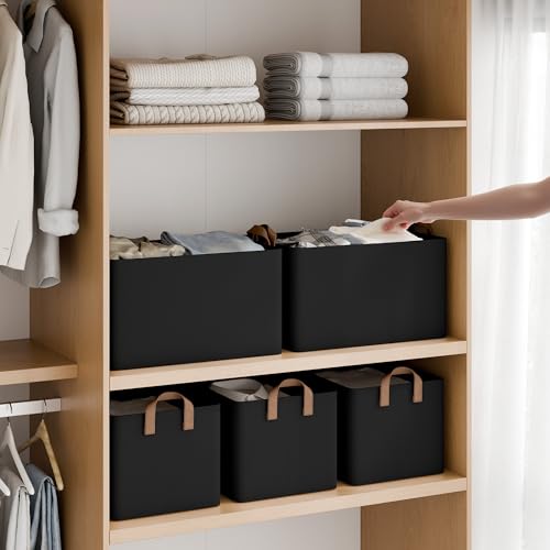 StorageWorks Storage Bins, Fabric Storage Bins for Shelves, Extra Large Storage Baskets with Metal Frame, Closet Baskets and Bins with Handles, Jumbo, Black, 2-Pack - color: Black, size: 19" L x 13 ¼" W x 11" H