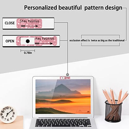 Webcam Cover, 3 Pieces, Laptop Camera Cover, Privacy Shielding Capacity is Twice as Big as The Traditional, Suitable for Computer Mobile Phones, laptops, Tablets and so on (Stay Positive) - color: Stay positive