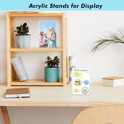 Sanwuta 2 Pcs 4 x 6 Inch Acrylic Sign Holder, Slant Sign Display Stand, Transparent Flyer Holder Frame Plastic Document Display for Workers Teachers Office Home Menu Desktop - size: 4 x 6 Inch