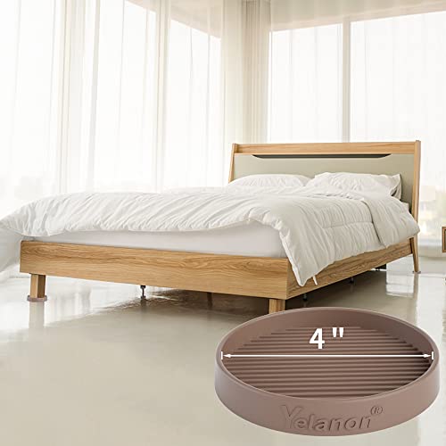 Furniture Coasters - 4 Pcs 4”Round Furniture Caster Cups - Non Slip Pads Hardwoods Floors Non Skid Furniture Grippers Rubber Furniture Feet - Anti Slide Floor Protector for Bed Couch Stoppers Brown - size: 4pcs 4" Round