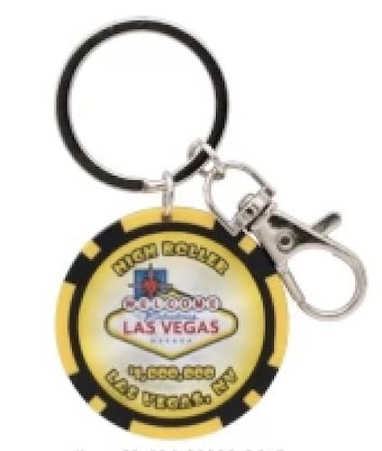 Las Vegas Poker Chip Keychain, Welcome to Fabulous Las Vegas Sign, Casino Collectible, 6 Denomination Options - color: Yellow $1m