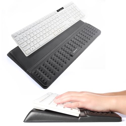 UnivoColors Keyboard Stand with Wrist Rest, high-Grade PU Leather, Soft Memory Foam Desk Cushion, Anti-Slip Silicone Base, Palm Hand Typing for Office Home School,Black,KP - color: Black_kp, style: Keyboard Stand with Wrist Rest