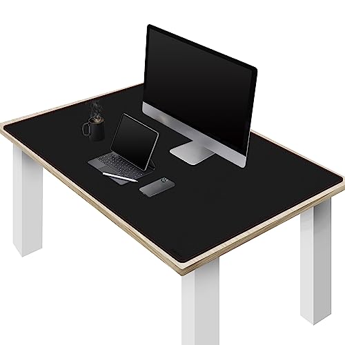 ZORESYN Large PU Leather Desk Mat Black 51.2x27.6 Inches, Waterproof Gaming Mouse Pad with Non-Slip Suede Base, Office Desk Protector & Writing Surface for Home - color: Black, size: 51.2L x 27.6W inches