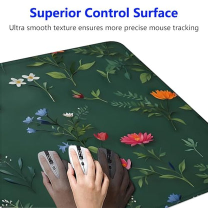 Large Gaming Mouse pad,Flower Branch Pattern Anti Slip Rubber Base Mouse pad, Suitable for Computer, Laptop, Office Desk Accessories - color: Flower Branch Pattern