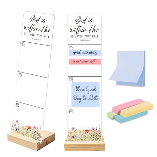 Sticky Notes Monitor Memo Board with Removable Wooden Base God is Within Her She Will Not Fall Portable Acrylic Sticky Note Holder Message Board Sign Bonus 200 Sheets Sticky Notes Office Desk - color: Fall