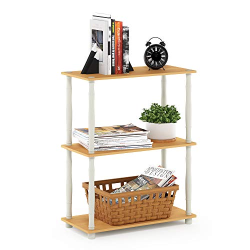 Furinno Turn-N-Tube 3-Tier Compact Multipurpose Shelf Display Rack with Classic Tube, Beech/White - color: Beech/White, size: 3-Tier Classic Tube