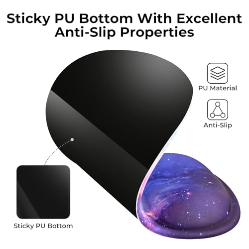 EooCoo Ergonomic Mouse Pad with Gel Wrist Rest Support Middle Concave Design, Relieve Wrist Pain, Non-Slip Base for Laptop, Computer, Office Desk Accessories, Carpal Tunnel Syndrome - color: Galaxy Purple