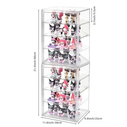 2 Pack 4 Tier Display Case for Collectibles,Clear Display Box with 3 Movable Plates ,Storage Container with Magnetic Door (XXL-4 Tier-2 Pack) - size: XXL-4 Tier-2 Pack
