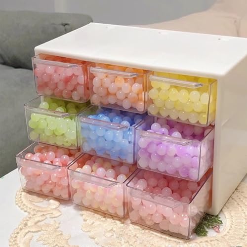 Feadily 2PCS Small Drawer Organizer for Desk, Desktop Drawer Organizer with 9 Clear Drawers, Plastic Desktop Storage Drawers 7.1 Inch x 3 .9 Inch x 4.7 Inch, Yellow - color: Yellow, size: 2PCS