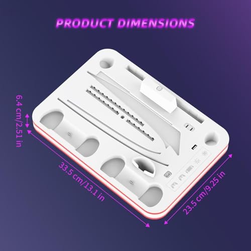 Charger Dock Compatible with PS Portal and PS5, PS5 Stand and Cooling Station with RGB LED Charging Dock, Edge Controller and Headset and Remote Holders - White - color: White