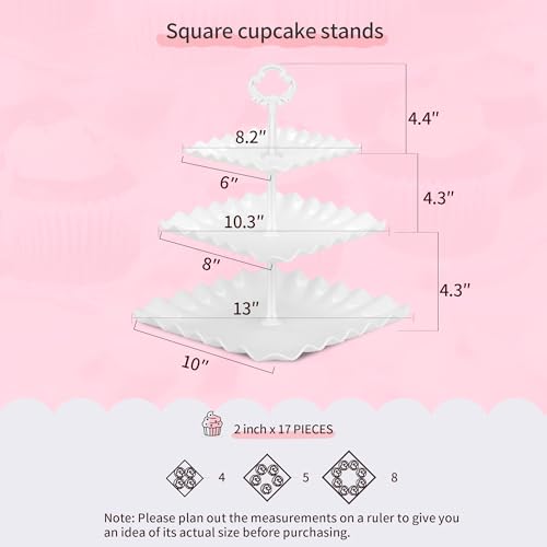 NWK 5 Piece Cake Stand Set with 2 x Large 3-Tier Cupcake Stands, 3 x Appetizer Trays, for Wedding Birthday Baby Shower Tea Party Decorations (White) - color: White