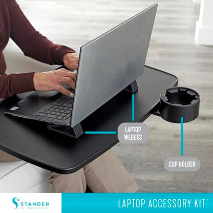 Stander Laptop Accessory Kit, Cup Holder and Anti-Slip Rubber Elevated Computer Laptop Wedges for Stander Wonder Tray and Able Life Overbed Tables