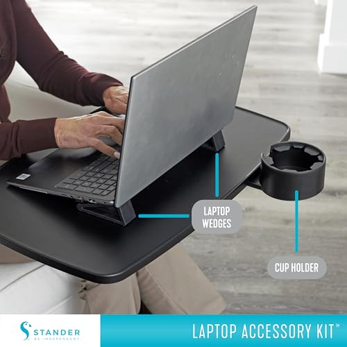 Stander Laptop Accessory Kit, Cup Holder and Anti-Slip Rubber Elevated Computer Laptop Wedges for Stander Wonder Tray and Able Life Overbed Tables