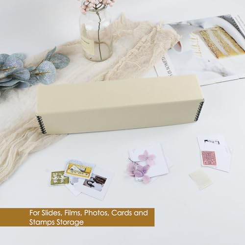 Golden State Art, Archival Slide Storage Case, 2.5"x2.125"x11" -Tan | Acid-Free File Box, Metal Edge Corner, Holds Up to 140 Films, Ideal for Store Photos Negatives and Cards - size: 2.5" x 2.125" x 11"