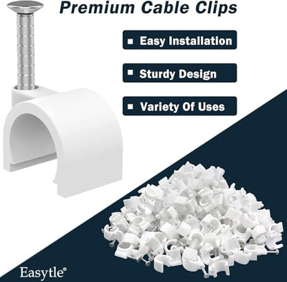 Cable Clips 10mm Nail in Cable Holder Clip 100 Pcs Wire Clips Speaker Tacks for Cords Coax Clamps Ethernet Cord Tacks RG6 RG59 CAT6 RJ45 Wall Wire Organizer - size: 100 Pcs