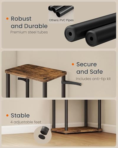 VASAGLE Superfast Toolless Assembly, 6-Tier Shelf for Living Room, Standing Shelf, Bookshelf, Bedroom, Kitchen, 9.4 x 23.6 x 68.3 Inches, Rustic Brown and Ink Black ULLS166K01 - color: Rustic Brown + Ink Black, size: 6 Tiers (23.6"W)