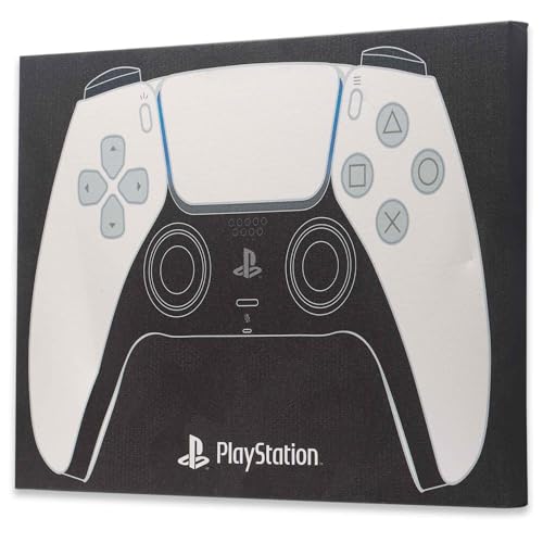 Open Road Brands Sony PlayStation 5 Controller Gallery Wrapped Canvas Wall Decor - Fun PlayStation Wall Art for Game Room or Teen Bedroom - color: Black/White