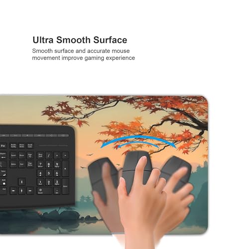Large Japanese Ancient Building Landscape Design, Mouse Pad, XXL Extended Gaming Keyboard Mat,Waterproof Anti-Slip Rubber Base, Laptop Desk Protector 35.4 x 15.7 Inches - color: Chinese Style Ancient Building