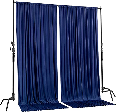 AK TRADING CO. 10 feet x 8 feet IFR Polyester Backdrop Drapes Curtains Panels with Rod Pockets - Wedding Ceremony Party Home Window Decorations - Navy Blue - color: Navy Blue
