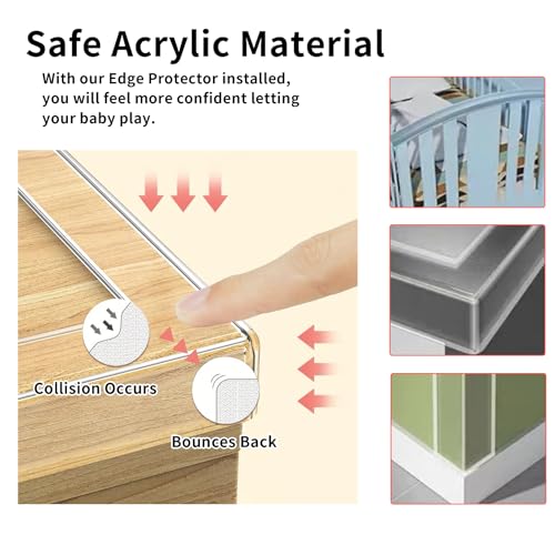 0.8 in x 9.84 FT,Clear Edge Protector Strip Sharp Edge Wrap Cover Tape, Self Adhesive Protective Bumper Guards for Cabinet Door Desk Glass Table Bed Furniture, Kitchen Countertop, Waterproof - size: 0.8in x 9.84FT