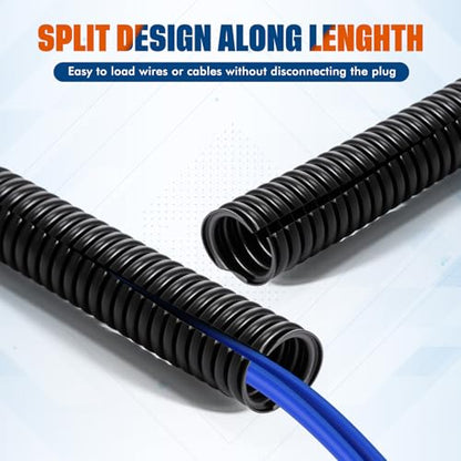 Sasylvia 1/4", 1/2", 3/8" X 10 ft Split Wire Loom Tubing Automotive Wire Loom Assortment Split Cable Sleeves Bulk Flexible Electrical Conduit Protective Kit - size: 1/4", 1/2", 3/8" X 10 ft