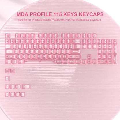 dagaladoo Clear keycaps,Transparent Keyboard keycaps,Jelly Key caps Set,Shine Through keycap，MDA Profile Keyboard caps for Mx Switches Mechanical Keyboard(Pink) - color: Pink