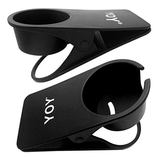 YOY 2 Pieces Drink Cup Holder Clip - Table Desk Side Water Glass Beer Bottle Beverage Soda Coffee Mug Holder Cup Saucer Clip Design for Home Office, Black(Mug & Cup) - color: Black(Mug & Cup), size: 2 Pack