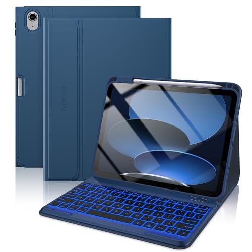 typecase Folio iPad 11th/10th Gen Keyboard Case (11" A16 2025 & 10.9" 2022) – Magnetic Wireless Detachable Keyboard, 7-Color Backlight, Thin & Light, Pencil Holder – Marine Blue - color: Marine Blue