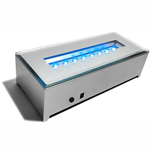 16 LED Light Display Stand Base for 3D Crystal Glass Art,Holiday Casual Atmosphere Ornament Lamp- 6 Inch Rectangular Illuminated Holder Colorful Lights (silver)
