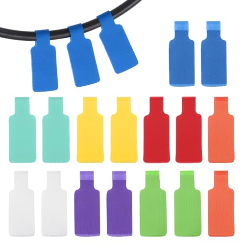 PATIKIL 16Pcs Cable Labels Tags, 1.8" Write on Wire Tags Cord Labels Hook Loop Rectangle Cable Ties for Electronics Organize Wire Classify Identification Management, Multicolor - color: White/Red/Yellow/Beige/Orange/Blue/Purple/Green