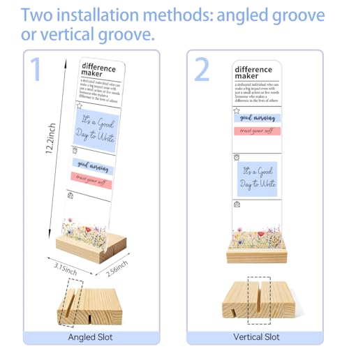 Sticky Note Holder Acrylic Monitor Memo Board Desk Organizers and Accessories Desk Decor Post It Note Holder with 200Pcs Sticky Notes Floral Difference Maker Employee Appreciation Office Desk Sign - color: Maker