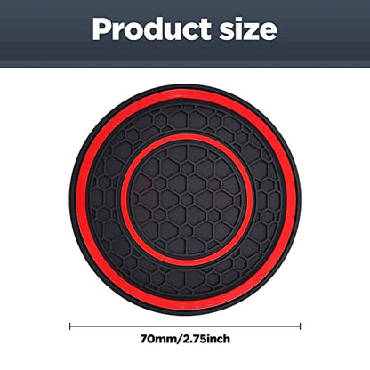 2 PCS Car Cup Holder Coaster,Car Coasters Cup Mats,2.75 Inch Universal Car Cup Coasters,Non-Slip Anti Dust Mats Cup Holder Insert Coaster, Suitable for Most Car Interior (Red) - color: Red
