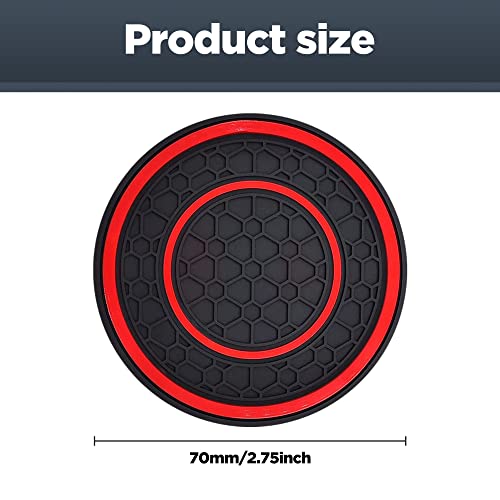 2 PCS Car Cup Holder Coaster,Car Coasters Cup Mats,2.75 Inch Universal Car Cup Coasters,Non-Slip Anti Dust Mats Cup Holder Insert Coaster, Suitable for Most Car Interior (Red) - color: Red