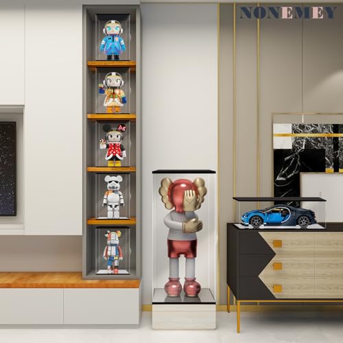 NONEMEY Clear Acrylic Display Case with Remote Control Light for 400% Bearbrick, Dustproof Model Showcase Organizer Box, Display Case for Collectibles Bearbrick (6×4.7×12.6inch,15×12×32cm) - size: 5.9×4.7×12.6 inch, 15×12×32 cm
