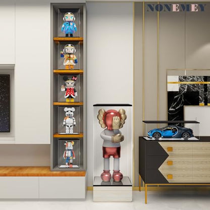 NONEMEY Clear Acrylic Display Case with Remote Control Light for 400% Bearbrick, Dustproof Model Showcase Organizer Box, Display Case for Collectibles Bearbrick (6×4.7×12.6inch,15×12×32cm) - size: 5.9×4.7×12.6 inch, 15×12×32 cm