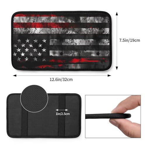 Car Armrest Box Pad American US Flags Car Center Console Cover Pad Black and Red Auto Armrest Cover for Most Vehicle, SUV, Truck Universal Arm Rest Cushion Pads - color: Flags