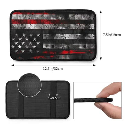 Car Armrest Box Pad American US Flags Car Center Console Cover Pad Black and Red Auto Armrest Cover for Most Vehicle, SUV, Truck Universal Arm Rest Cushion Pads - color: Flags