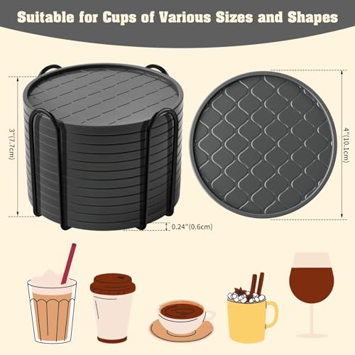 Coasters,Drink Coasters Set of 8 with Holder (Gray, 12pcs) - color: Gray, size: 12 pcs